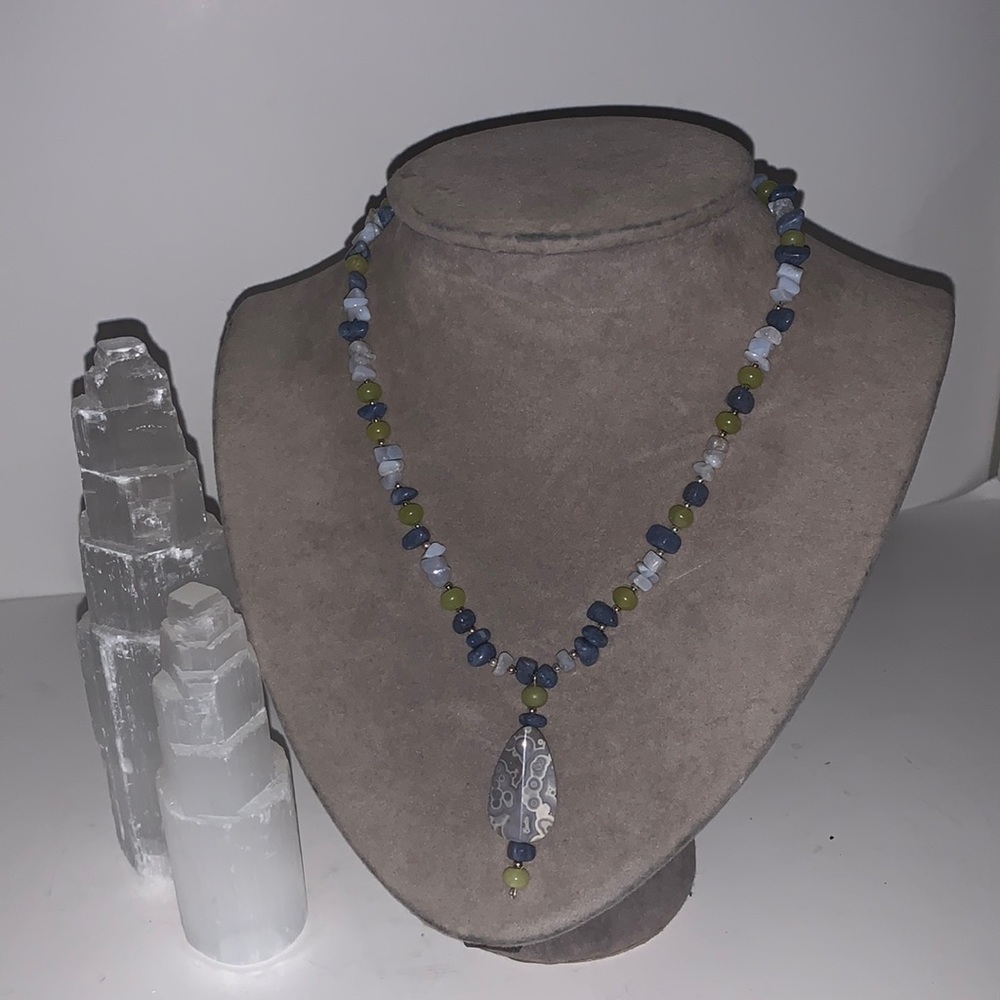 Handmade Natural Stone and Sterling Necklace